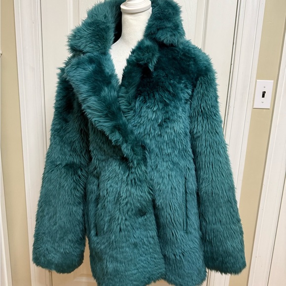 UGG Jackets & Blazers - UGG Lianna Teal Real Leather Shearling Coat